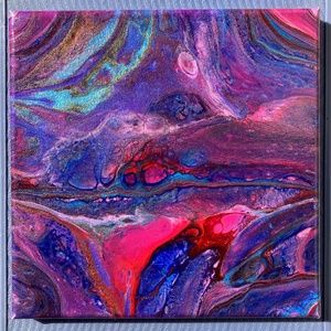 Oblivion 8"x8" Painting by Color Fluent Art (Purple/Pink/Blue/Red/Gold)